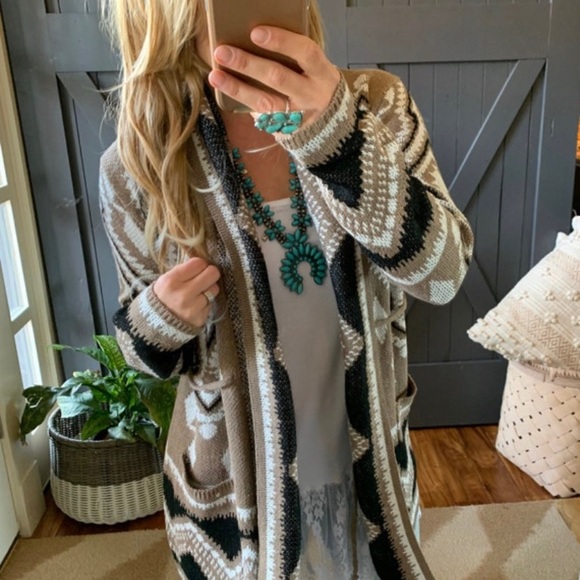 New Aztec Tribal Boho Western Ski Montana Cardigan Sweater Southwest Coat - Picture 6 of 12